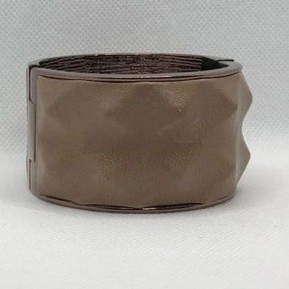Vince Camuto Pyramid Leather Covered Bronze Bangle